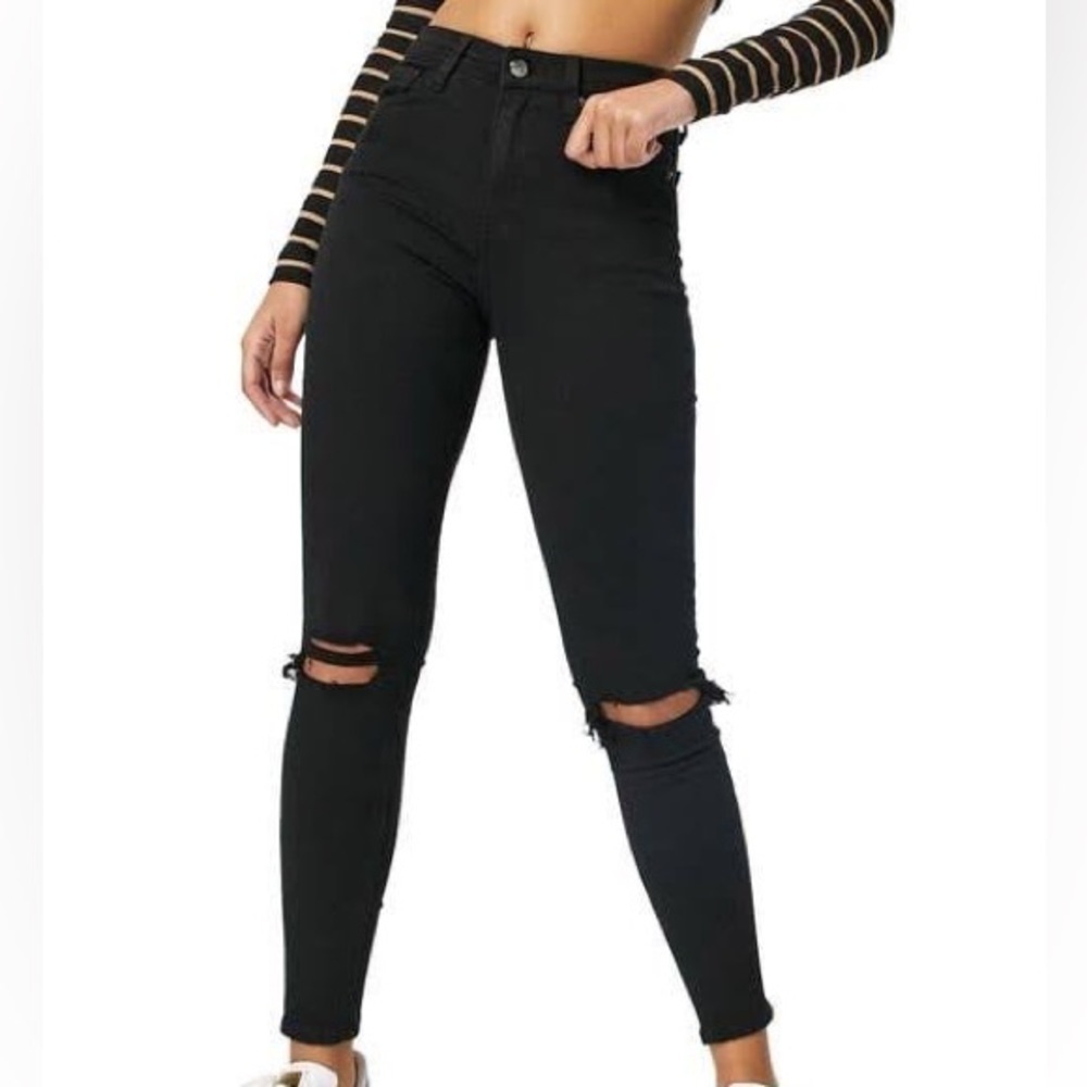 Topshop Jamie Black ripped Jeans​​​​​​​​​​​​
